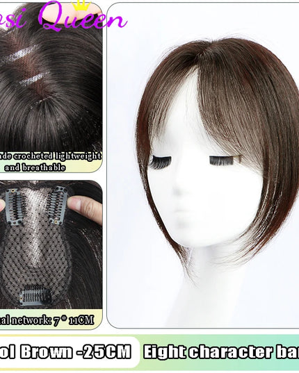 AOSI Synthetic Eight-character Bangs Wig For Women With High Hair Volume And High Skull Covering Gray Hair Replacement Wig