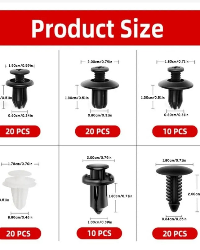 100pcs Auto Fastener Clip Kit Fender Rivet Clips Car Body Push Retainer Pin Rivet Bumper Door Trim Panel Retainer Car Clips