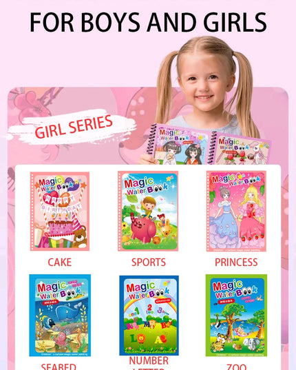 Magical Book Water Drawing Montessori Toys Reusable Coloring Book Magic Water Drawing Book Sensory Early Education for Children