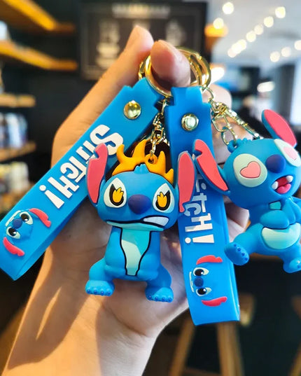 New Anime Disney Keychain Cartoon Mickey Mouse Minnie Lilo & Stitch Cute Doll Keyring Ornament Key Chain Pendant Kids Toys Gifts