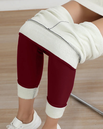 Autumn Winter Warm Fleece Women Leggings Velvet Thicken High Waist Tights Elastic Slim Solid Color Leggings Prevent Cold Tights