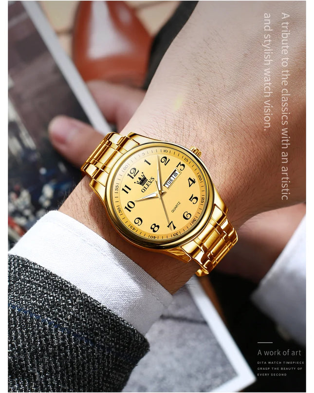 OLEVS 5567 Couple Watches Waterproof Luminous Wristwatch for Lover Date Men‘s and Women's Wristwatch Simple Fashion