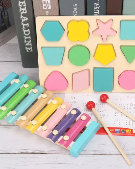 Baby Educational Toy Montessori Wooden 3D Toys Childhood Learning  Kids Baby Colorful Wooden Blocks For Children Christmas Gift