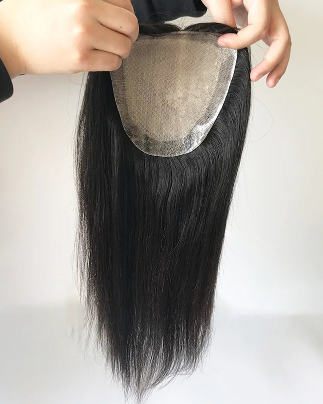 6x6 inch Human Hair Silk Topper With 2CM PU Around Virgin Human Hair Topper Straight For Women
