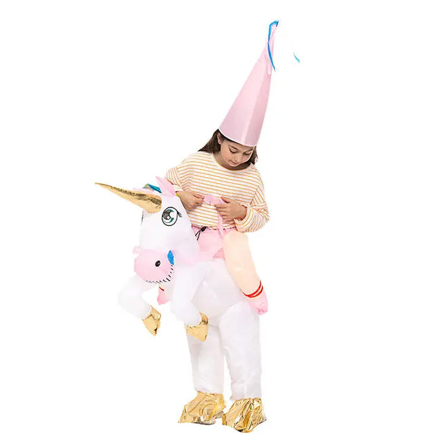 New Kids Colorful Unicorn Inflatable Costume Anime Suits  Mascot Halloween Party Cosplay Costumes for Man Woman Boys Girls