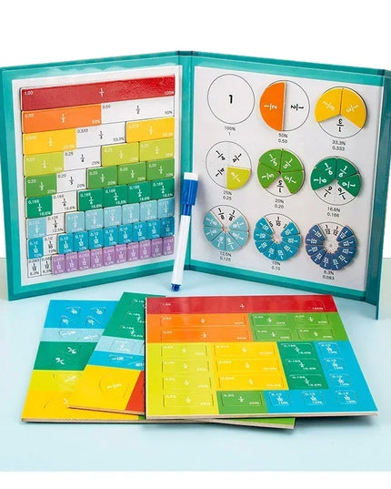 Montessori Magnetic Fraction Learning Math Toy Montessori Arithmetic Teaching Aids Wooden Book Educational Toys For Children