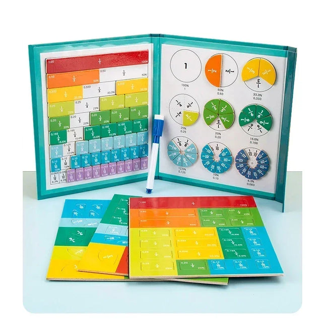 Montessori Magnetic Fraction Learning Math Toy Montessori Arithmetic Teaching Aids Wooden Book Educational Toys For Children