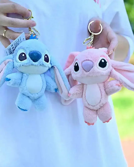 Cartoon Stitch Plush Keychain Soft Toy Cute Stuffed Animal Pendant Gift for Girls  Angel Doll Bag Charm Kids Birthday Present