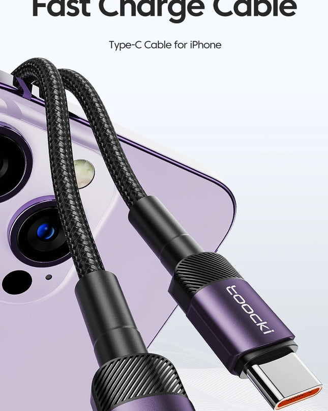 Toocki USB Type C Cable Fast Charging USB C Charger Cord For iPhone 15 14 13 12 11 Huawei P40 P30 Realme Oppo Oneplus Samsung