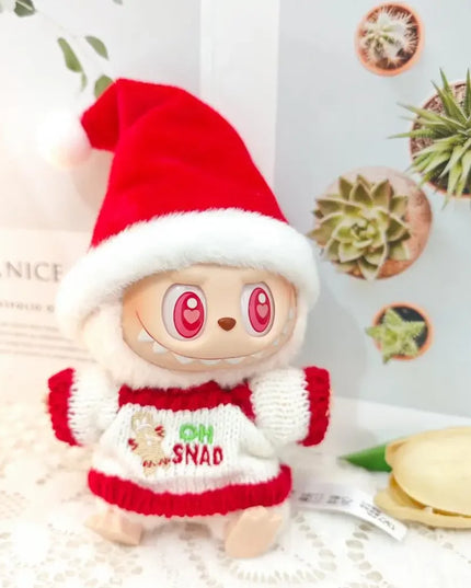 Labubu Doll Clothes Outfit Set For Mini Labubu Idol V1 V2 Christmas Cookie Man Sweater Hat Scarf New Year Party Costume Gift