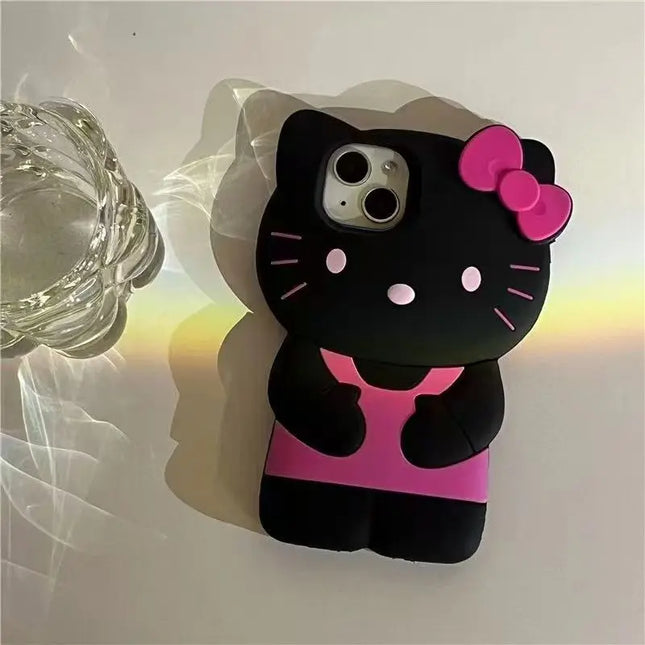 Bowknot Kitty Cat 3D Silicone Soft Phone Case For iPhone 17 Pro Max 16 15 14 Plus 13 Mini 12 11 7 8 4 4S 5 5S X XR SE