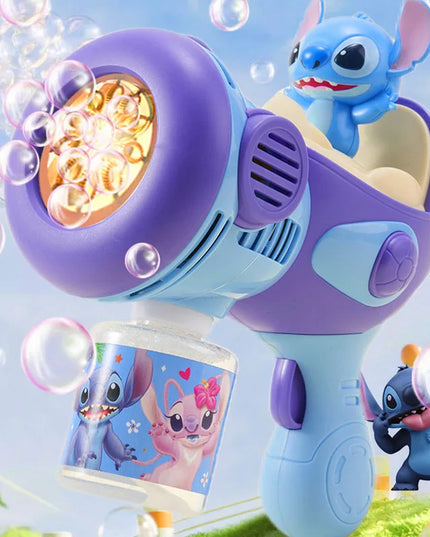 New Stitch Electric Bubble Gun Kids Toy Bubbles Machine Automatic Soap Blower With Light Outdoor Games Boys And Girls Gift