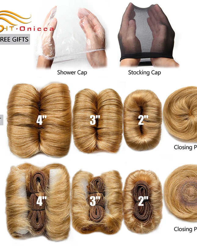 613 Blonde Straight Bundle Human Hair Bundles With Circular Closure 1B 27 30 4 BUG Colored Short Remy Human Hair 28Pcs/Lot