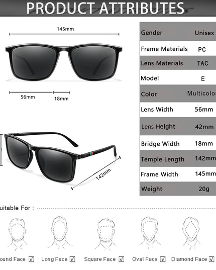 Luxury Square Vintage Polarized Cycling Sunglasses Men Women Fashion Travel Driving Fishing Sun Glasses Male Eyewear UV400