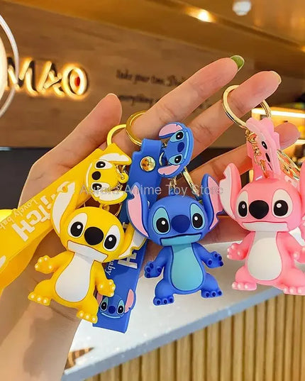 New Anime Disney Keychain Cartoon Mickey Mouse Minnie Lilo & Stitch Cute Doll Keyring Ornament Key Chain Pendant Kids Toys Gifts