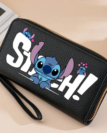 Stitch Long Zip Wallet with Stitch Print & Wrist Strap, Multi-Card Cute Cartoon Pattern Soft Texture Wallet for Women, 4 Colors