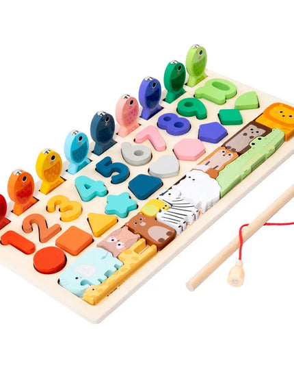 Montessori Wooden Toys Kids Busy Board Shape & Number Matching Digital Shape Educational Toys For Children Gifts