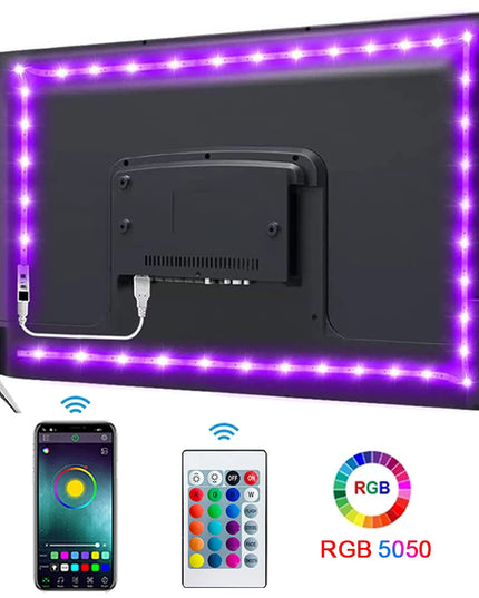 Tape Bluetooth USB LED Strip Light 5050 SMD 5V USB RGB Lights Flexible LED Lamp Tape Ribbon RGB Self-adhesive TV Desktop Diode