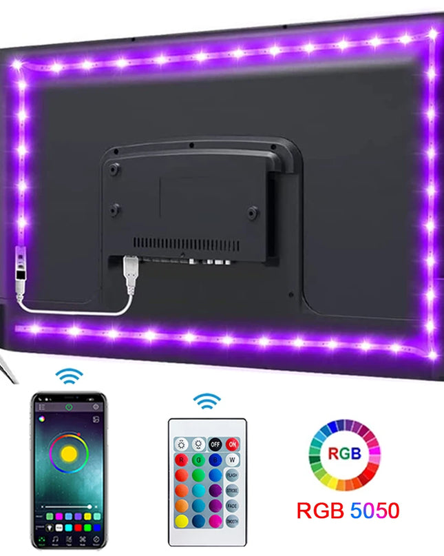 Tape Bluetooth USB LED Strip Light 5050 SMD 5V USB RGB Lights Flexible LED Lamp Tape Ribbon RGB Self-adhesive TV Desktop Diode