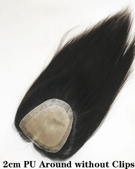 6x6 inch Human Hair Silk Topper With 2CM PU Around Virgin Human Hair Topper Straight For Women
