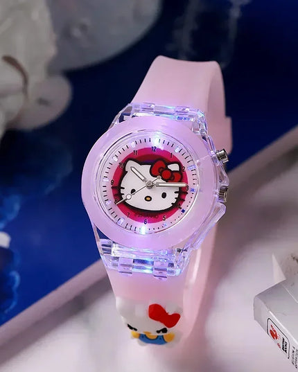 Disney Fashion Minnie Children's Watch Mickey Mouse Children's Flash Light Cartoon Figure Doll Boys Girls Birthday Gifts