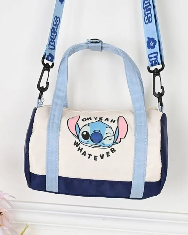 MINISO Stitch Canvas Shoulder Bag For Women Cartoon Strawberry Bear Casual Crossbody Bag Daily Commuting Gift for Kids Christmas