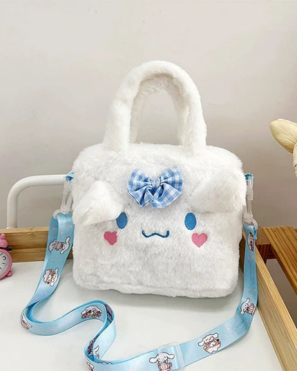 Sanrio Plush Bag Kawaii Kuromi Cinnamoroll Melody Cartoon Anime Handbag Crossbody Cosmetic Travel Storage Bags Women Girls Gifts