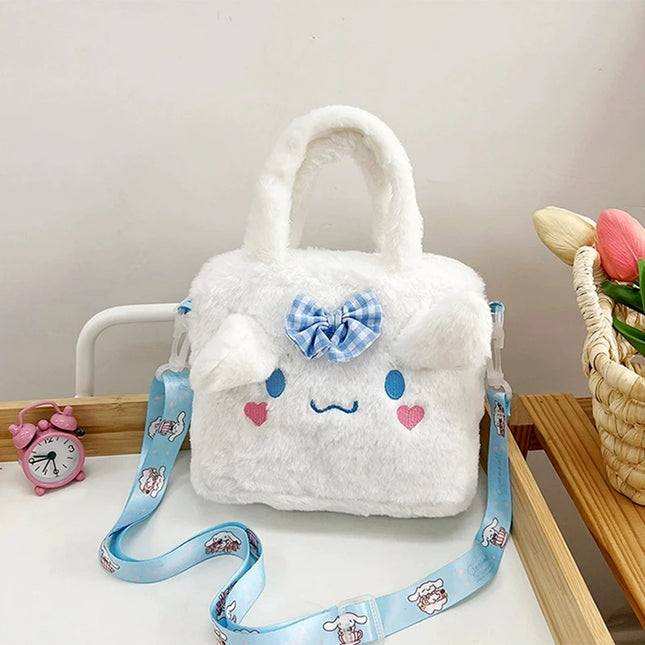 Sanrio Plush Bag Kawaii Kuromi Cinnamoroll Melody Cartoon Anime Handbag Crossbody Cosmetic Travel Storage Bags Women Girls Gifts