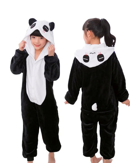 Kigurumi Children Unicorn Panda Animal Flannel Pajamas Set Kids Baby Cartoon Onesies Girls Boys Christmas Party Cosplay Costumes