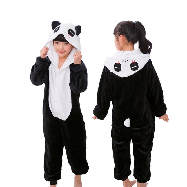 Kigurumi Children Unicorn Panda Animal Flannel Pajamas Set Kids Baby Cartoon Onesies Girls Boys Christmas Party Cosplay Costumes