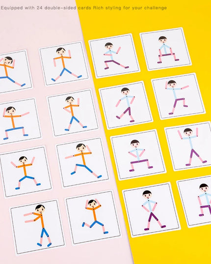 Montessori Material DIY Puzzle Toys Sporty Pose with 24 Double-Side Cards for Children Intelligence Early Educational Toy Gifts