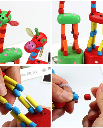 Montessori Educational Toy Kid Wooden Toys for Children Early Learning Exercise Baby Fingers Flexible Materials Giraffe Toy Gift
