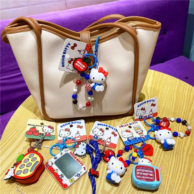 New Hello Kitty Creative Keychain Backpack Pendant Car Interior Couple Accessories Cartoon Decoration Children's Birthday Gift