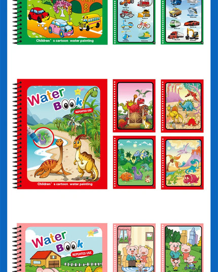 Montessori Toys Reusable Coloring Book Magic Water Drawing Book for Kids Toddler Toy Painting Book Educational Toys for Children