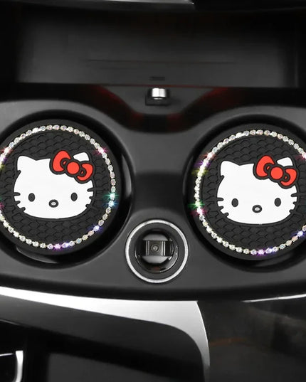 2pcs Sanrio Hello Kitty Car cup Coasters Cartoon car inner Decoration Anti Slip Mat silicone Car Cup pad Gifts for girl friend