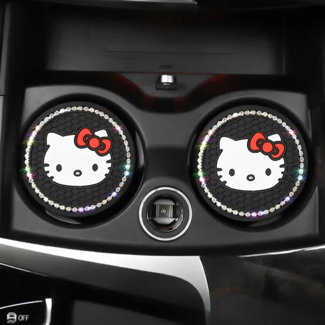 2pcs Sanrio Hello Kitty Car cup Coasters Cartoon car inner Decoration Anti Slip Mat silicone Car Cup pad Gifts for girl friend