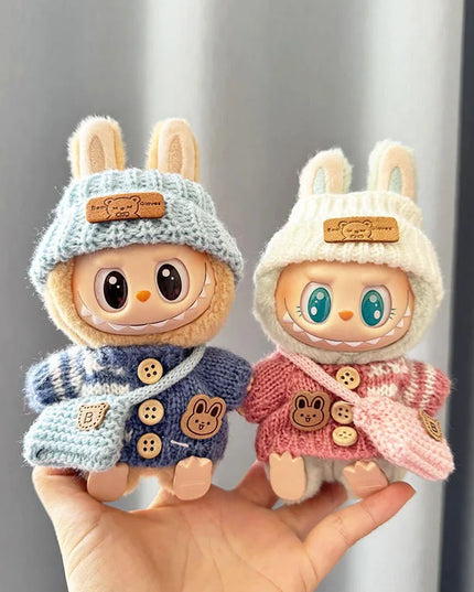 Labubu I II Sitting Party Clothing Idol Dolls Cute Mini Plush Doll'S Clothes Easter Colorful Bunny Sweater Labubu Accessories