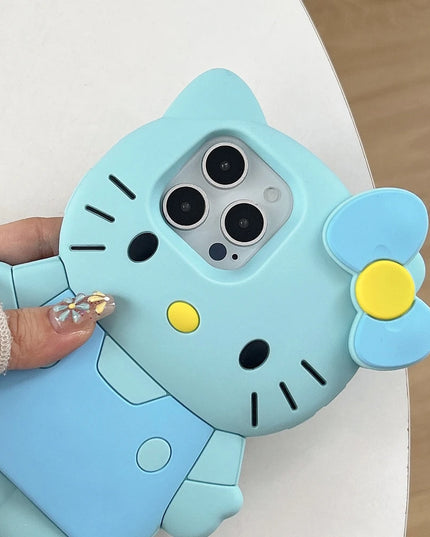 Cute Cartoon Sanrio Hello Kitty Phone Case For iPhone 16 15 14 13 12 11 Pro Max Shockproof 3D Stereoscopic Soft Silicone Cover
