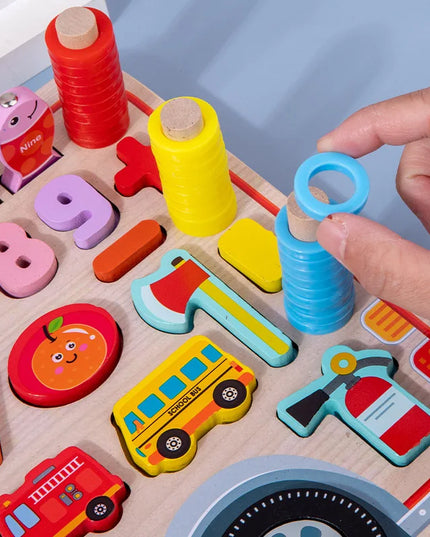 Montessori Educational Wooden Toys Preschool Children Fire Truck Busy Board Math Fishing Games Early Toys For Kids Xmas Gifts
