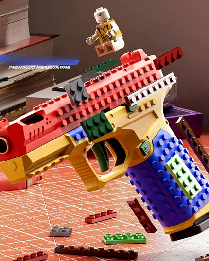 Building Block Pistol Shell Throwing Continuous Firing Airsoft Blowback Empty Hanging Toy Gun Outdoor CS Weapon for Boys Adult