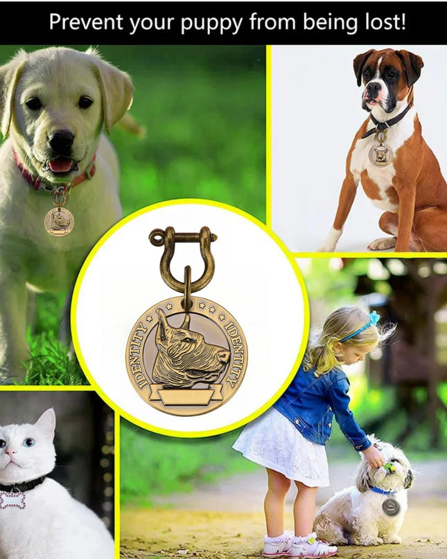 VIP Customizable Engraved Pets ID Tag for Dog Cat Bronze Nameplate Tags Personalized  Address Number Dogs Collar ID Pendant