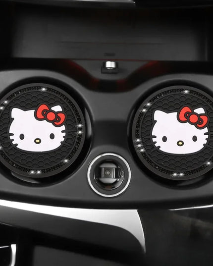 2pcs Sanrio Hello Kitty Car cup Coasters Cartoon car inner Decoration Anti Slip Mat silicone Car Cup pad Gifts for girl friend
