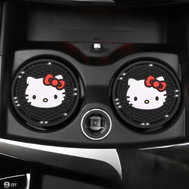 2pcs Sanrio Hello Kitty Car cup Coasters Cartoon car inner Decoration Anti Slip Mat silicone Car Cup pad Gifts for girl friend