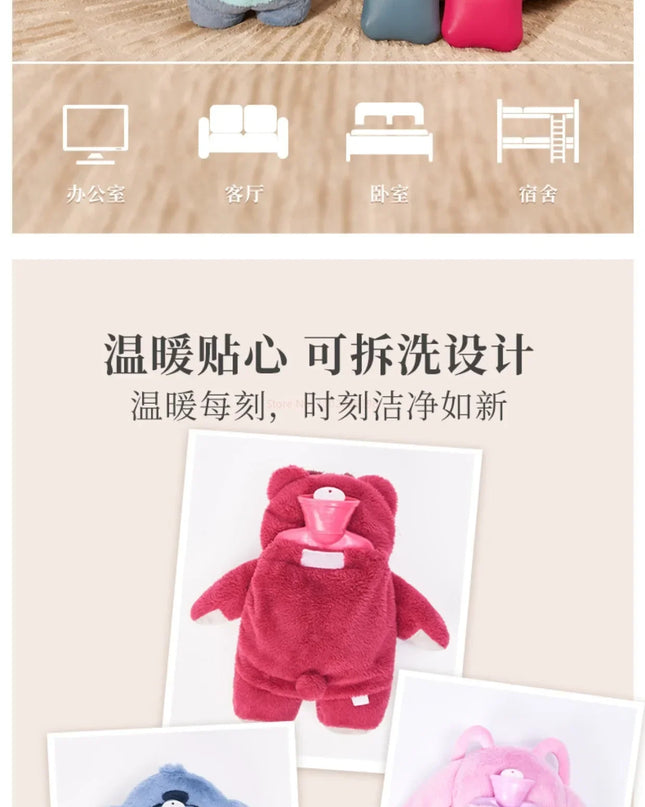 Stitch Angel Lotso peluche a mano bottiglia calda bottiglie di acqua calda inverno portatile borsa a mano calda