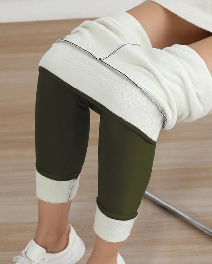 Autumn Winter Warm Fleece Women Leggings Velvet Thicken High Waist Tights Elastic Slim Solid Color Leggings Prevent Cold Tights