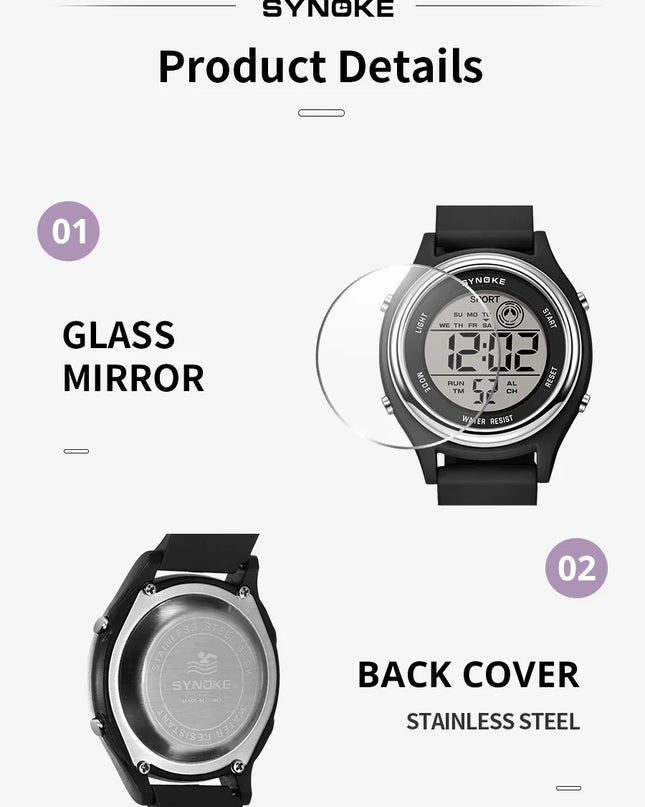 SYNOKE Colorful Children Seven Lights Watches Sport Students Digital Watch For Kids Waterproof Electronic Watch Shock Resist