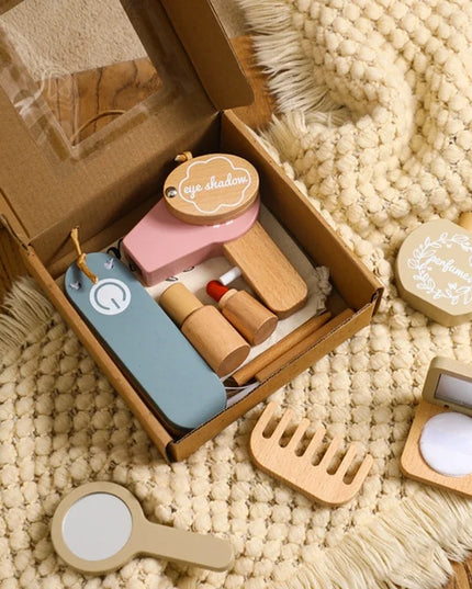Wooden Baby Toys Simulation Cosmetics Set Pretend Makeup Toys Girls Playing House Game Children Early Education Montessori Toys