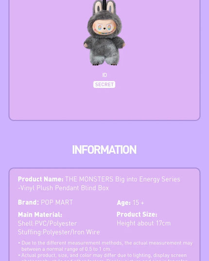 POP MART Cute Decoration The Monsters Plush Doll  Blind mystery Box Big into Energy Series V3.0 Toy For Collection Home Labubu
