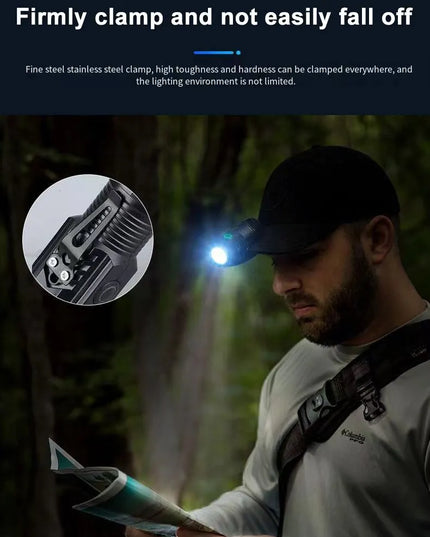 LED Strong Light Flashlight Rechargeable Multi functional for Long Range Portable Outdoor Home Mini Flashlight Cap Clip Light