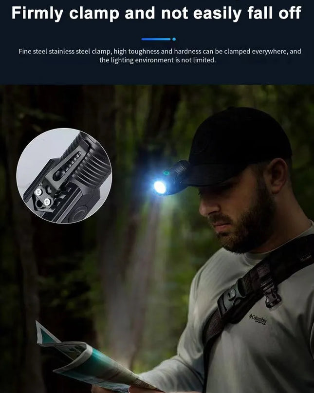 LED Strong Light Flashlight Rechargeable Multi functional for Long Range Portable Outdoor Home Mini Flashlight Cap Clip Light